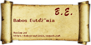 Babos Eutímia névjegykártya